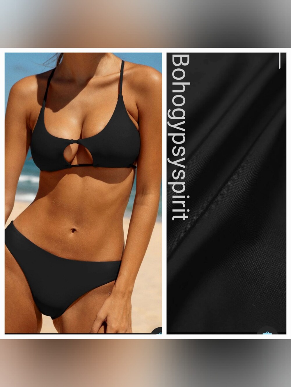 NWT $110 Berlook Econyl Black Cut Out Bikini Set, Small